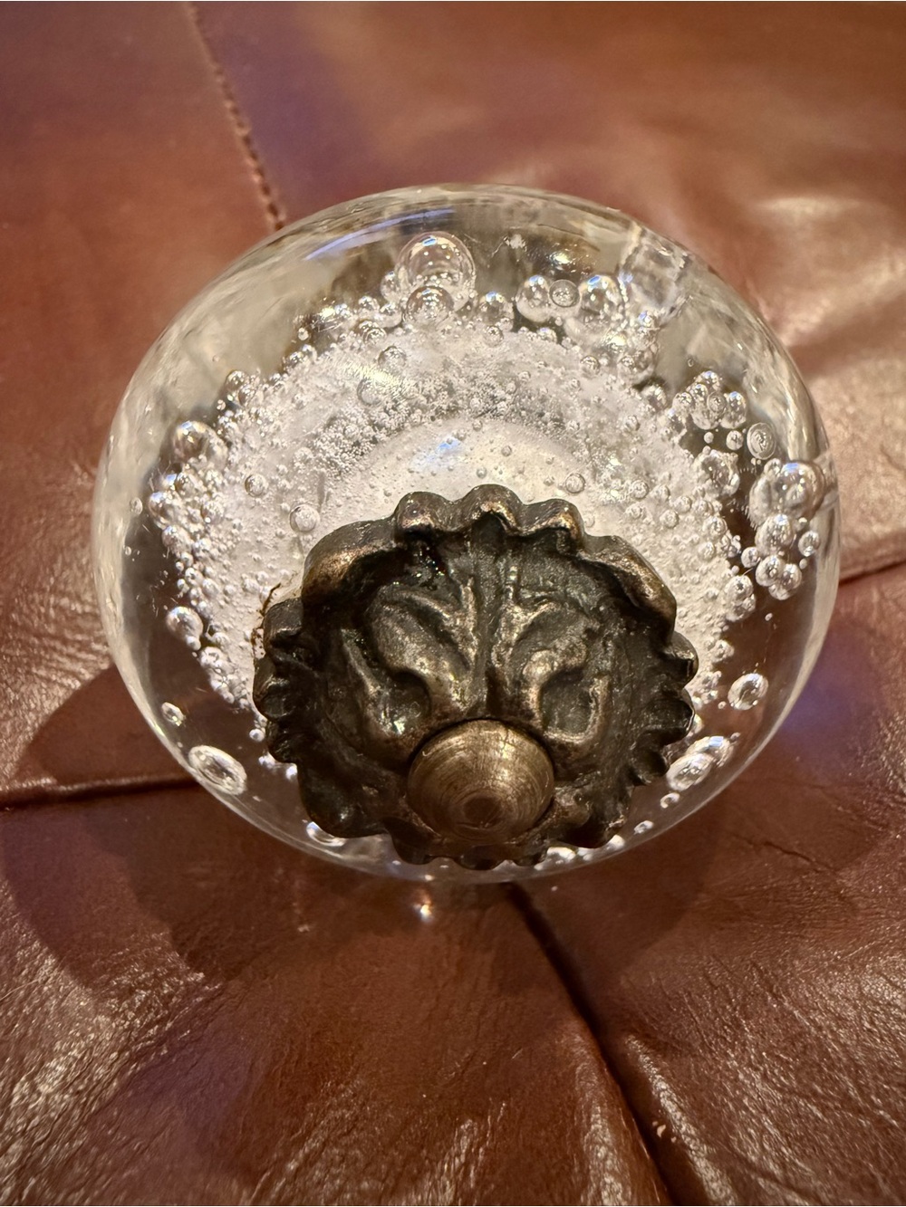 Vintage Brass and Bubble Glass Door Knob